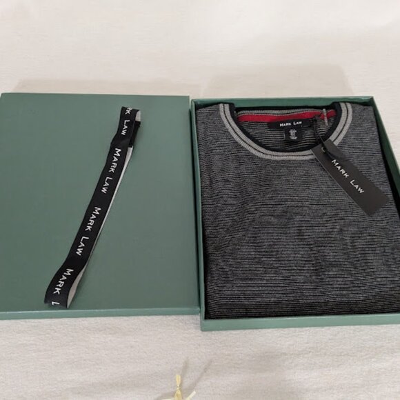 Mark Law Grey Cotton knit Crew Neck Men's Sweater, L, New in Box - Picture 2 of 5